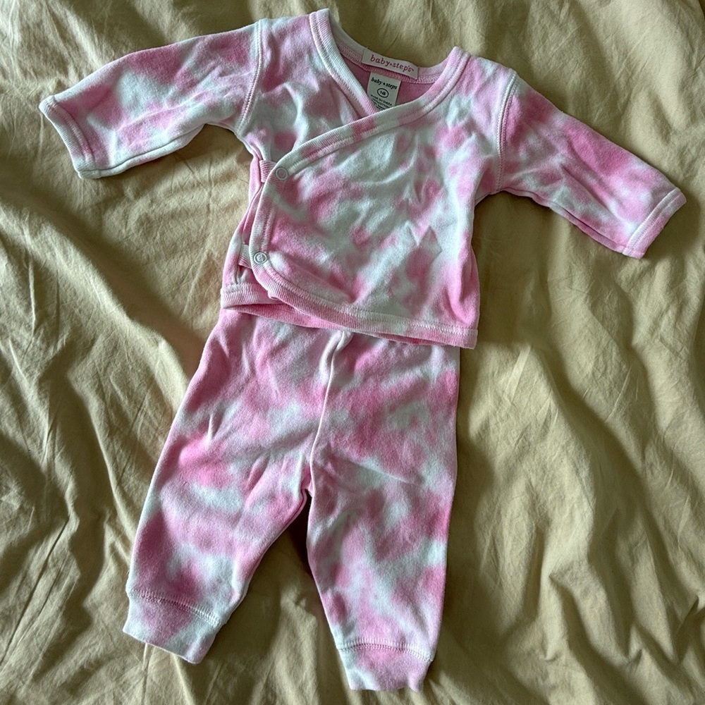 Pink and White Baby tie dye set